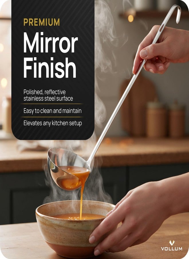Vollum Metal Ladle Stainless Steel – Heavy Duty One-Piece Large Soup Ladle with Long Handle for Gravy, Stew, Sauce – Kitchen Utensils for Cooking - 12 Ounce (4.5" Bowl Diameter, 16" Handle Length) - Image 5
