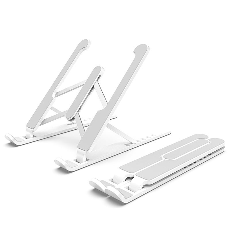 Laptop Stand: White Foldable & Portable Laptop Riser - Ergonomic Adjustable Laptop Holder With Stable Triangle Structure & Hollow Design for Home Office, Travel, Remote Work - Image 1