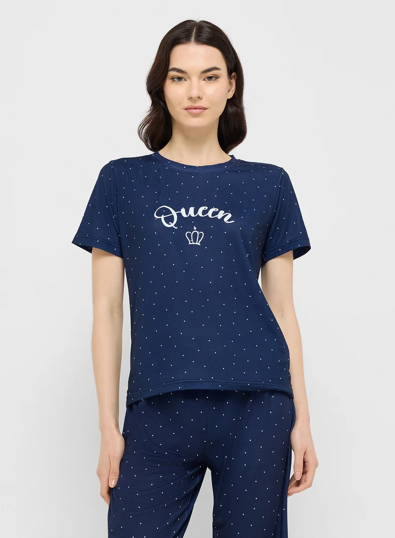Ginger Cotton Graphic T-Shirt & Pyjama Set