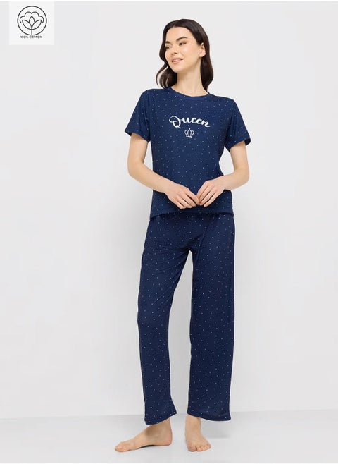 طقم بيجاما وتيشيرت قطني برسومات