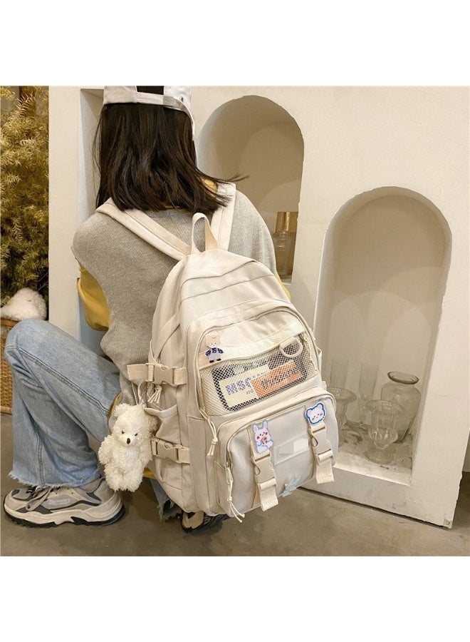 أيث الحيوية حقيبة الظهر المدرسية للأطفال, حقيبة الظهر الكبيرة القدرة Schoolbag مع شارة و بلوش دب قلادة, حقيبة مدرسية خفيفة الوزن للمراهقين, حقيبة الكتب مع المقصورات للأطفال - Image 5