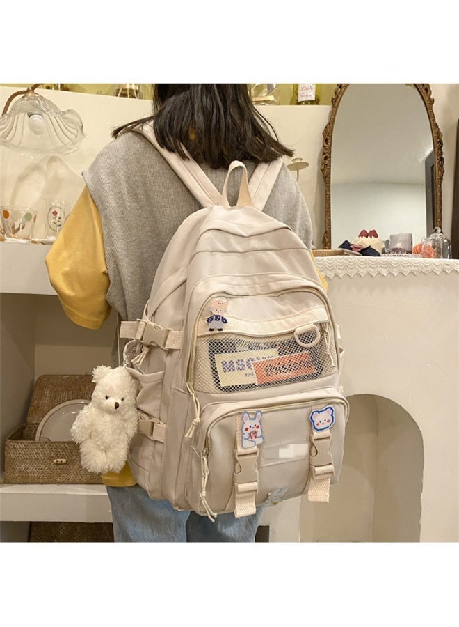 أيث الحيوية حقيبة الظهر المدرسية للأطفال, حقيبة الظهر الكبيرة القدرة Schoolbag مع شارة و بلوش دب قلادة, حقيبة مدرسية خفيفة الوزن للمراهقين, حقيبة الكتب مع المقصورات للأطفال - Image 1