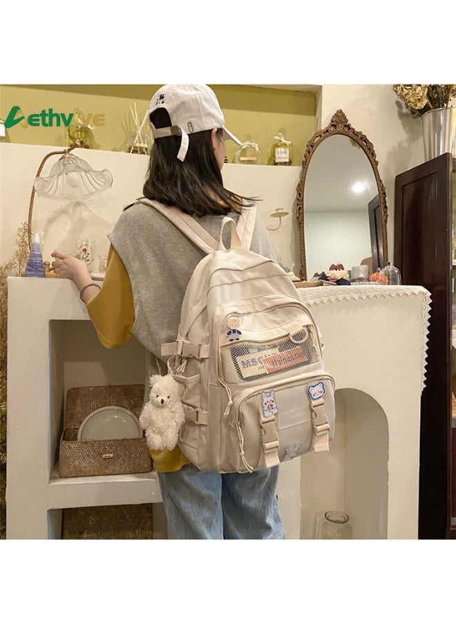 أيث الحيوية حقيبة الظهر المدرسية للأطفال, حقيبة الظهر الكبيرة القدرة Schoolbag مع شارة و بلوش دب قلادة, حقيبة مدرسية خفيفة الوزن للمراهقين, حقيبة الكتب مع المقصورات للأطفال - Image 3