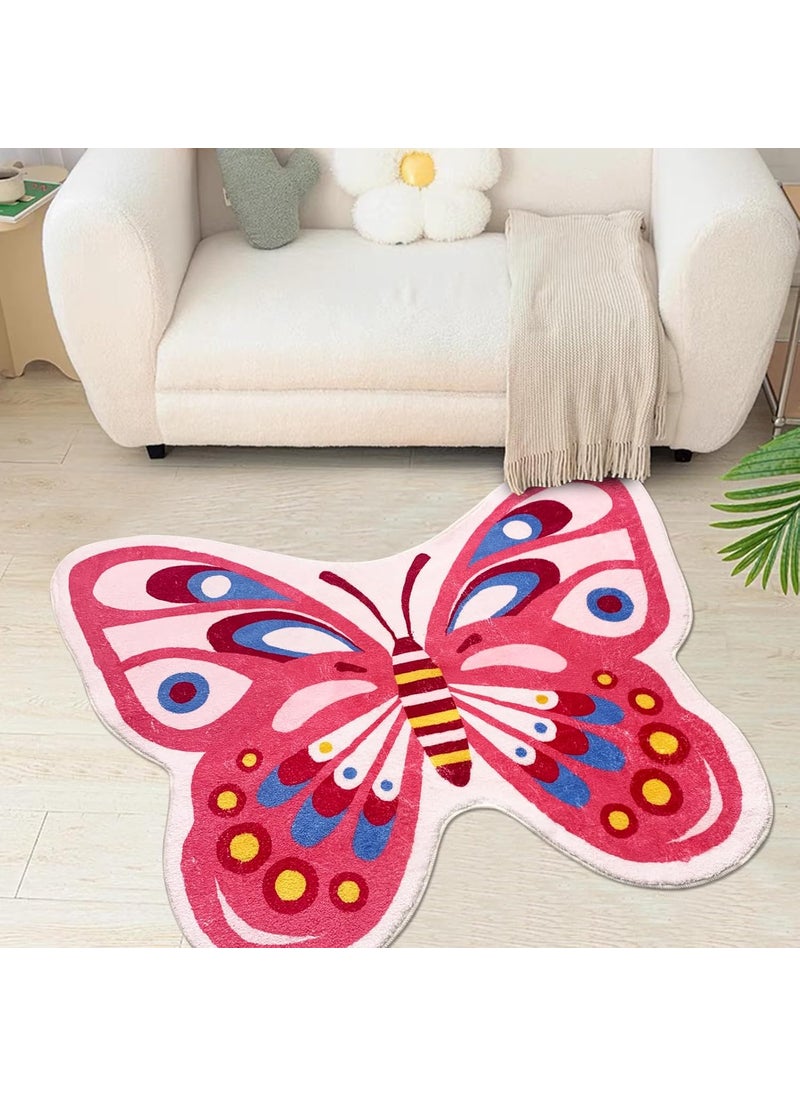 USTIDE USTIDE Butterfly Kids Rug 3x4 Pink Rug for Girls Bedroom NonSlip Nursery Rug for PlayroomUltra Soft Area Rug Floor Play Mat  - Image 1