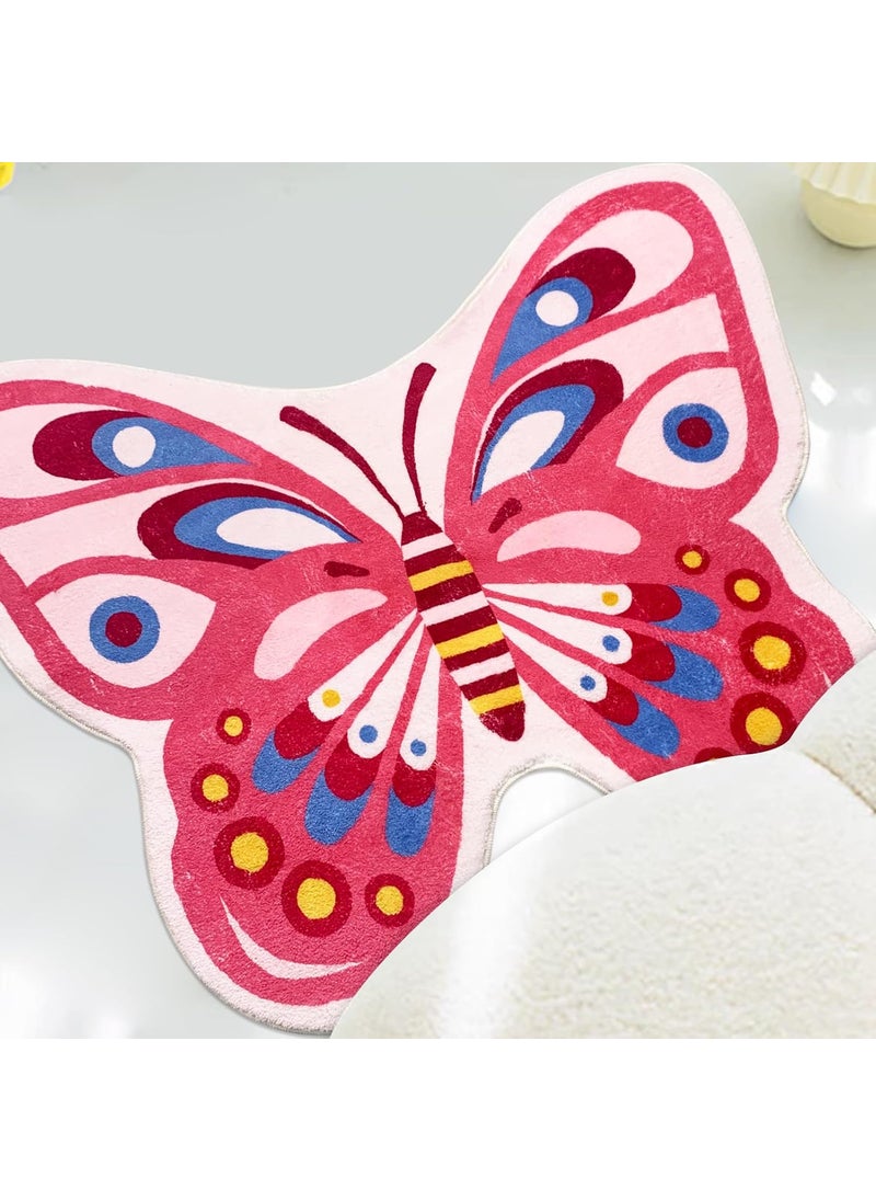 USTIDE USTIDE Butterfly Kids Rug 3x4 Pink Rug for Girls Bedroom NonSlip Nursery Rug for PlayroomUltra Soft Area Rug Floor Play Mat  - Image 4