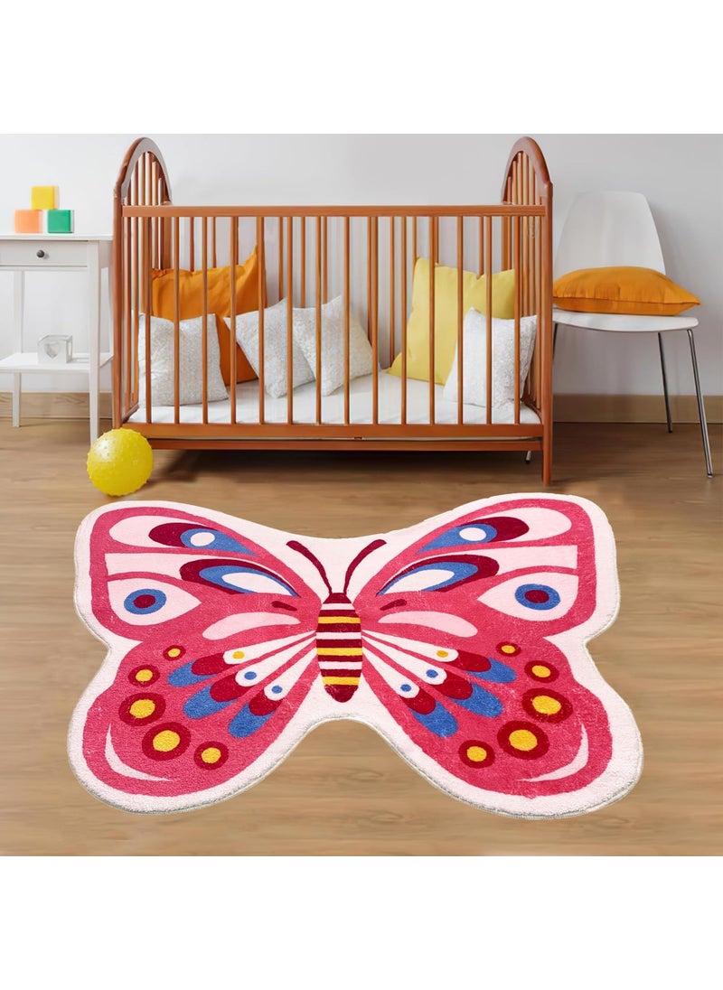 USTIDE USTIDE Butterfly Kids Rug 3x4 Pink Rug for Girls Bedroom NonSlip Nursery Rug for PlayroomUltra Soft Area Rug Floor Play Mat  - Image 3