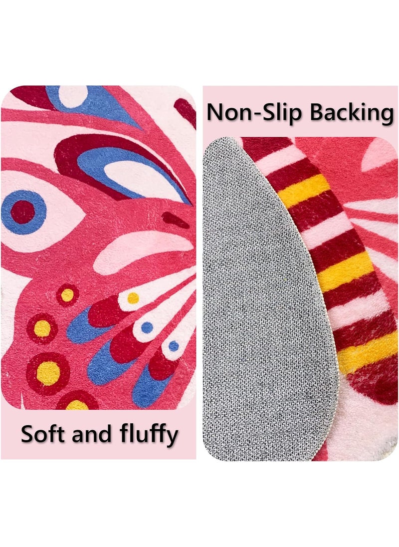 USTIDE USTIDE Butterfly Kids Rug 3x4 Pink Rug for Girls Bedroom NonSlip Nursery Rug for PlayroomUltra Soft Area Rug Floor Play Mat  - Image 5