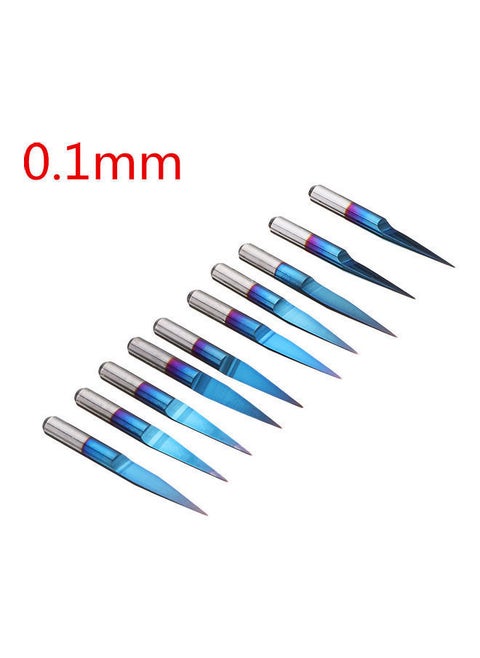 10-Piece Tungsten Carbide V Shape Engraving Bit Blue