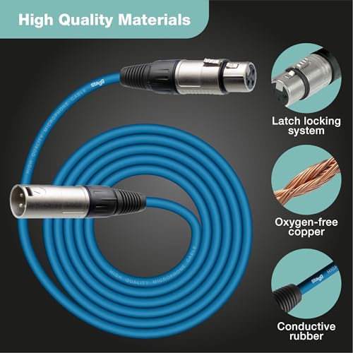 Stagg Microphone Cable, Blue, 3m (SMC3 CBL) - Image 3