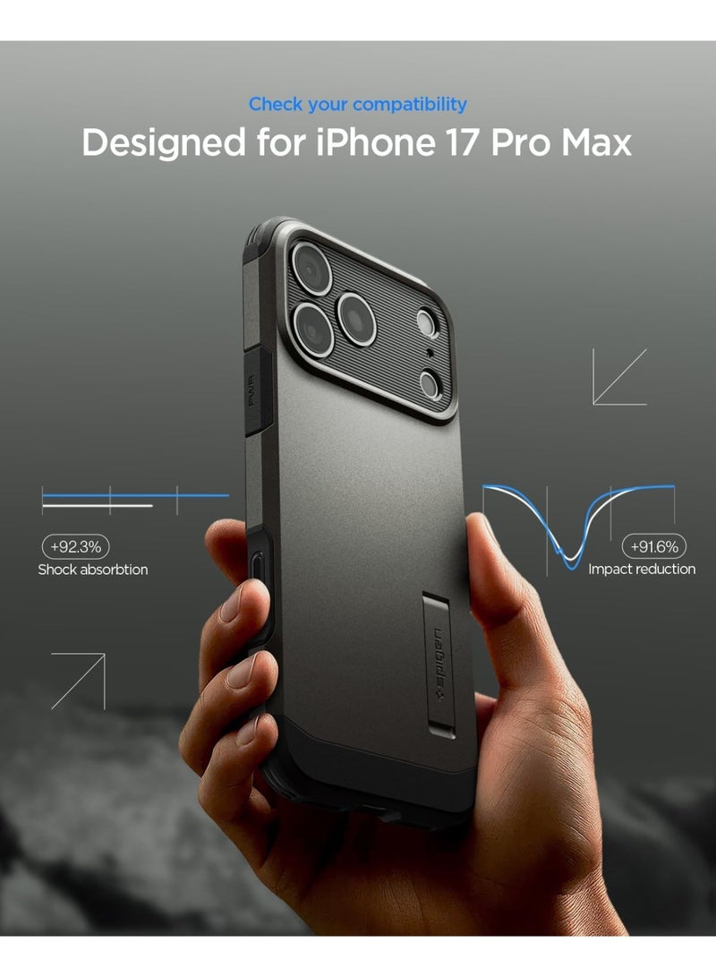 Spigen Tough Armor T MagFit for iPhone 17 Pro Max Case MagSafe Cover with [Capacitive Camera Control Button] and Kickstand - Gunmetal - Image 5