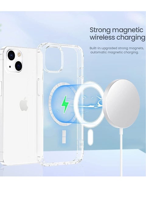 Clear Case Compatible with iPhone 13 Case, Magnetic Case with Built-in Magnets Compatible with MagSafe, Crystal Clear [Yellow Resistant] Slim Soft TPU Bumper Cover