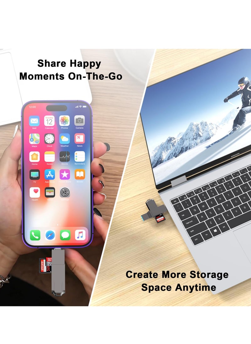 Generic - USB C and USB 3.0 Dual Slot Card Reader for SDXC, SDHC, MMC, RS-MMC, Micro SDXC, Micro SD, Micro SDHC, UHS-I Cards Compatible with iPhone, MacBook, iPad, and Android - Image 1