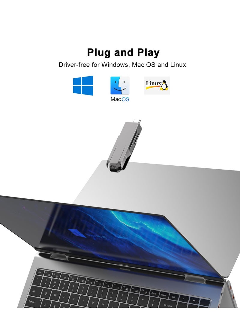 Generic - USB C and USB 3.0 Dual Slot Card Reader for SDXC, SDHC, MMC, RS-MMC, Micro SDXC, Micro SD, Micro SDHC, UHS-I Cards Compatible with iPhone, MacBook, iPad, and Android - Image 1