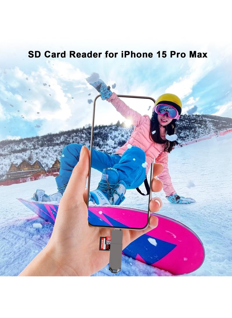 Generic - USB C and USB 3.0 Dual Slot Card Reader for SDXC, SDHC, MMC, RS-MMC, Micro SDXC, Micro SD, Micro SDHC, UHS-I Cards Compatible with iPhone, MacBook, iPad, and Android - Image 1