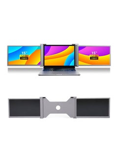 Triple Portable Monitor For Laptop, 15" FHD 1080P IPS Screen Extender, Type-C Port, Plug and Play, 235° Rotation Angle, Retractable Stand, For Laptop/PC and Smartphone