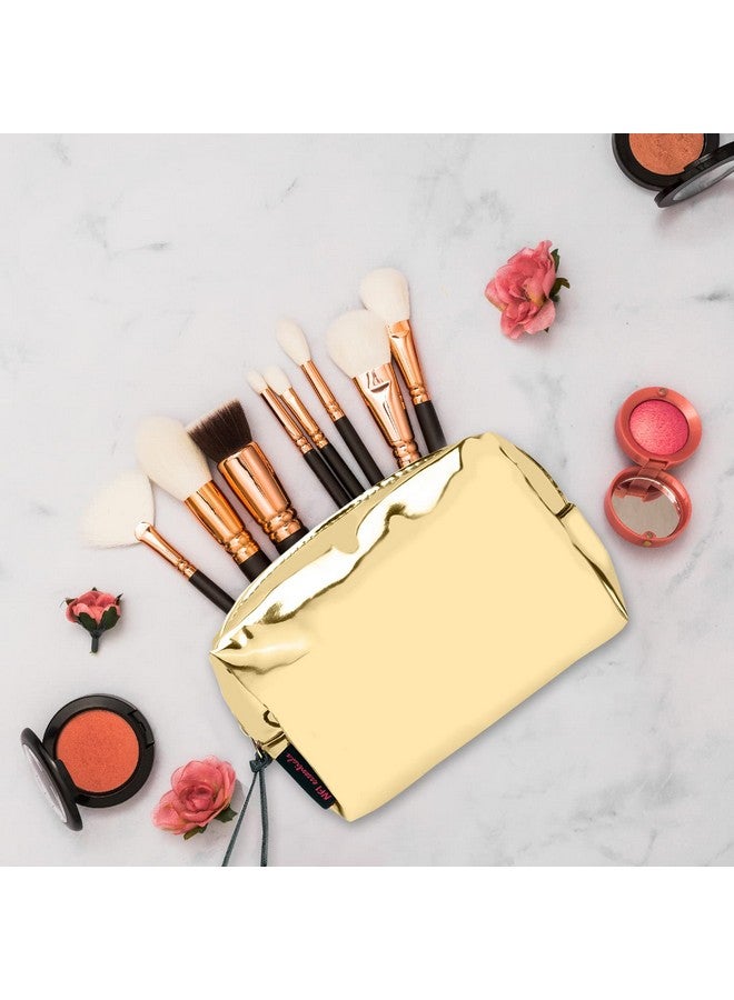 NFI essentials Metallic Glossy Makeup Pouch Jewellery Pouch Vanity Case Travel Organiser Stationery Pencil Case Make up Storage Accessories Bag - Image 2