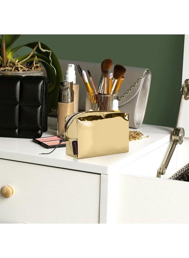 NFI essentials Metallic Glossy Makeup Pouch Jewellery Pouch Vanity Case Travel Organiser Stationery Pencil Case Make up Storage Accessories Bag - Image 3