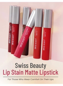 Swiss Beauty Swiss Beauty Stain Matte Lipstick Burgundy 3.4gm  - Image 2