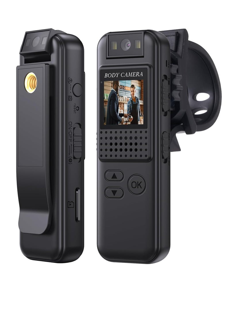 SYOSI K1 64G Mini Body Camera, 1080P HD Body Worn Cam Wearable with Rotatable Lens, 180¡ Body Mounted Camera with LED, Body Cam Video Recording for Riding, Pet, Office, Outdoor.  - Image 1