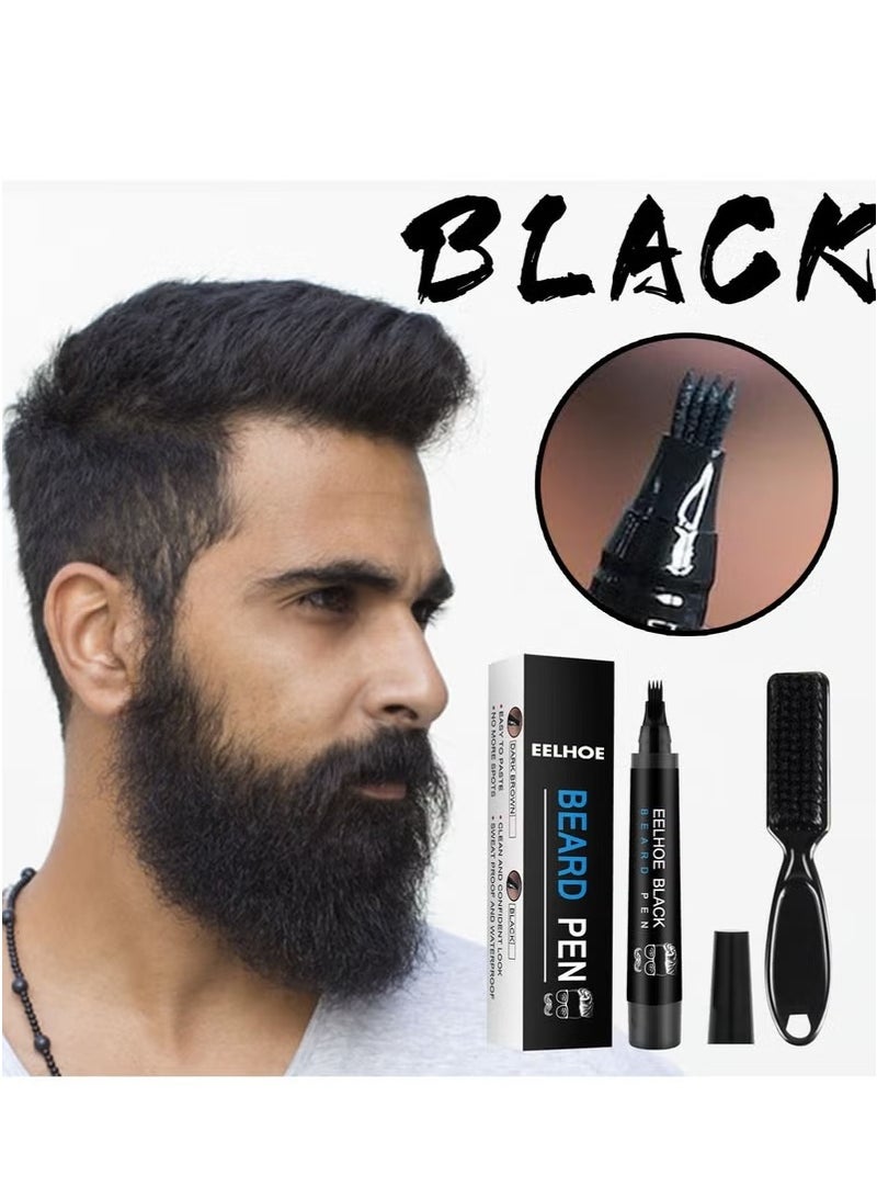 إيلهو مجموعة قلم تعبئة اللحية – قلم لحية مقاوم للماء لمظهر ممتلئ وطبيعي مع فرشاة - Image 1