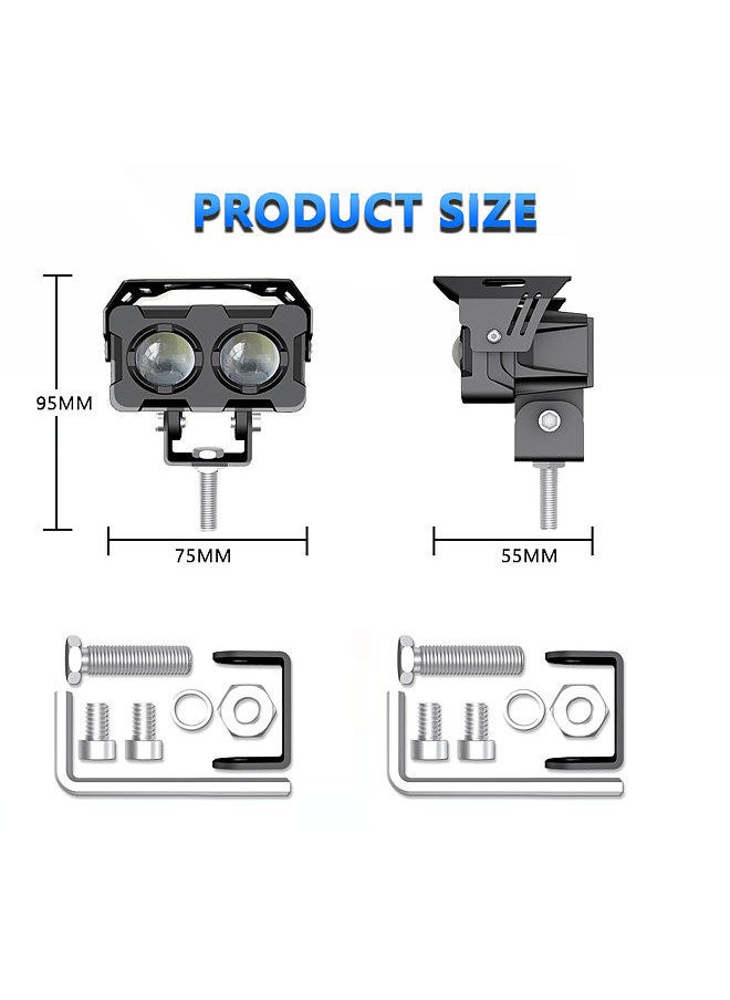 Generic 2Pcs Motorcycle Spot Lights Motorcycle LED Driving Fog Lights White and Amber LED Spotlights 120W 12000LM for Motorcycle Tractor Truck ATV SUV Boat  - Image 4