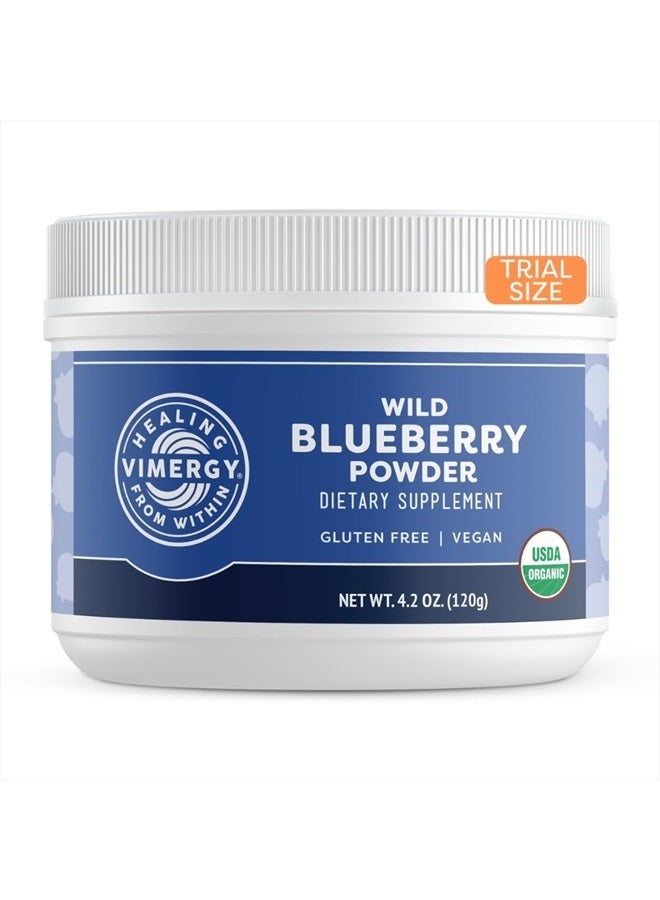 Vimergy mergy Wild Blueberry Powder –Protects Brain Health* - Supports Cardiovascular Function* – Organic, Vegan & Gluten-Free – Trial Size 125g - Image 1