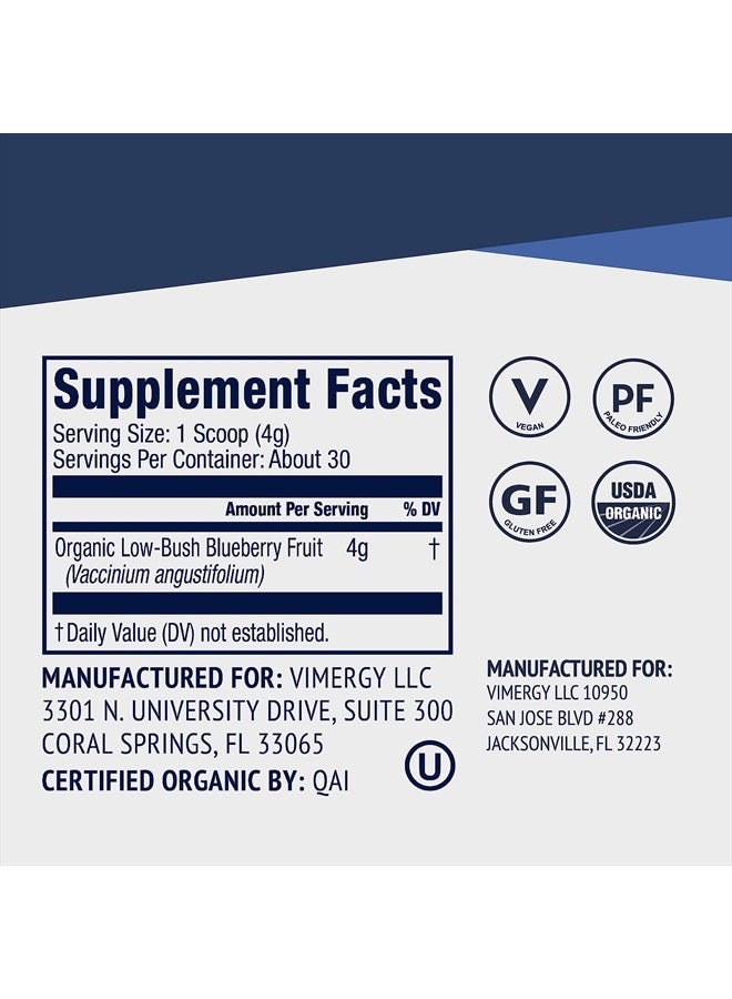 Vimergy mergy Wild Blueberry Powder –Protects Brain Health* - Supports Cardiovascular Function* – Organic, Vegan & Gluten-Free – Trial Size 125g - Image 4