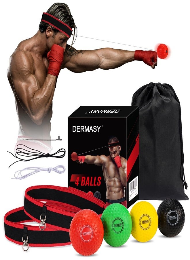Dermasy Upgraded Reflex Ball, Boxing Training Ball with Headband Perfect for Agility,Reaction, Punching Speed, Fight Skill, Fitness, Newst Boxing Equipment for Adult and Kids (4 balls) - Image 1