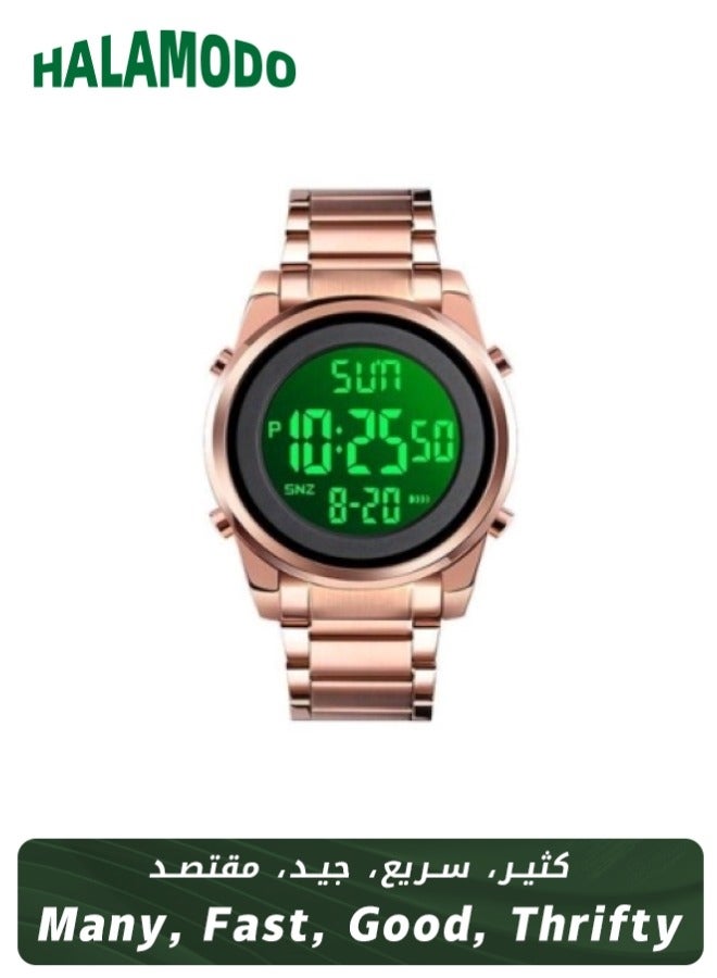 ساعة رقمية للرجال 1611 مصنوعة من خليط معدني - 43 ملم - ذهبي وردي - Image 1
