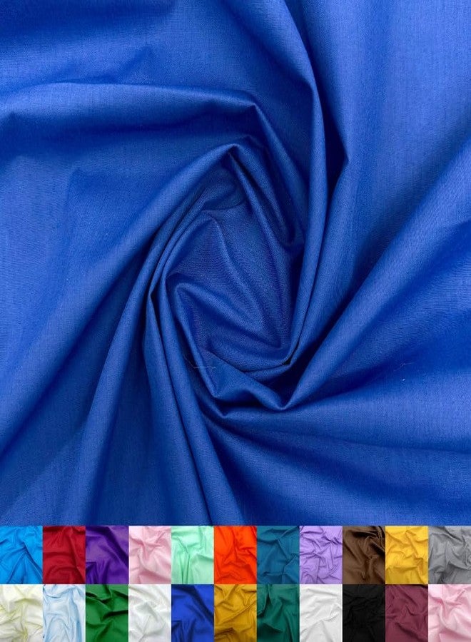 Ice Fabrics قماش برودكلوث من القطن والبوليستر من آيس فابريكس، يُباع بالمتر - عرض 60 بوصة، قماش برودكلوث ناعم ومسامي للخياطة - مثالي للملابس، وأغطية الأسرة، والستائر، وغيرها - أزرق ملكي - متران - Image 1