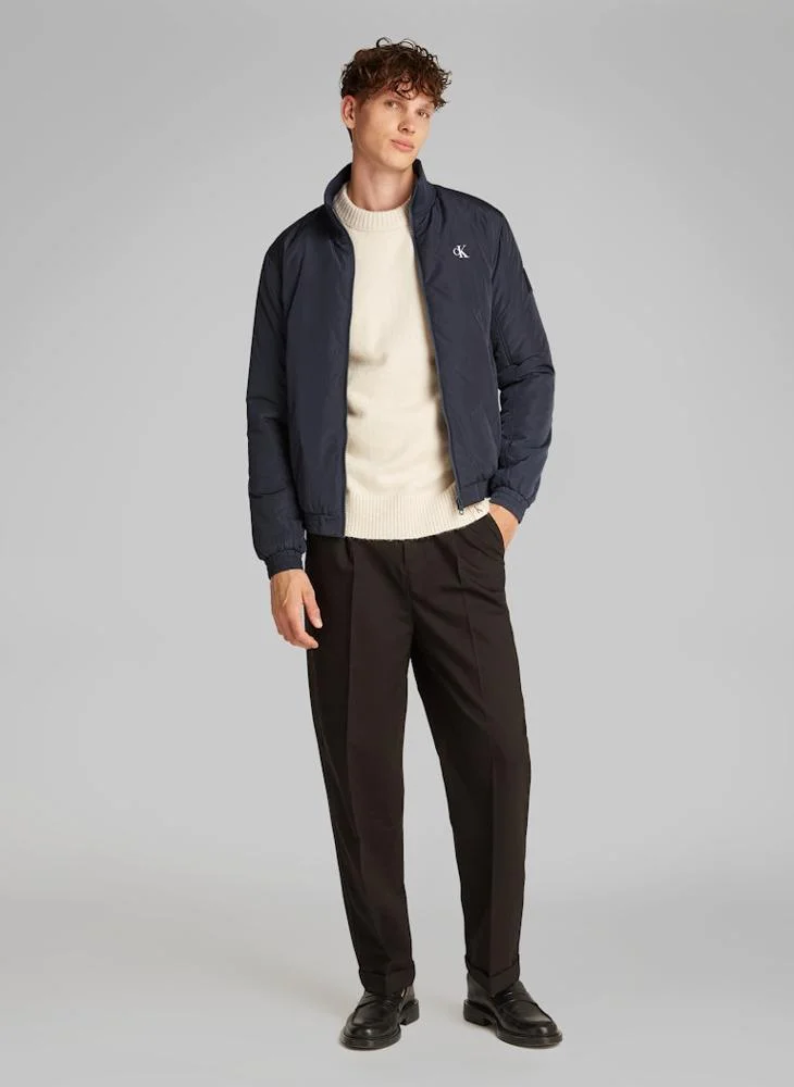 Calvin Klein Jeans Logo Print Zip Through Padded Harrington Jacket