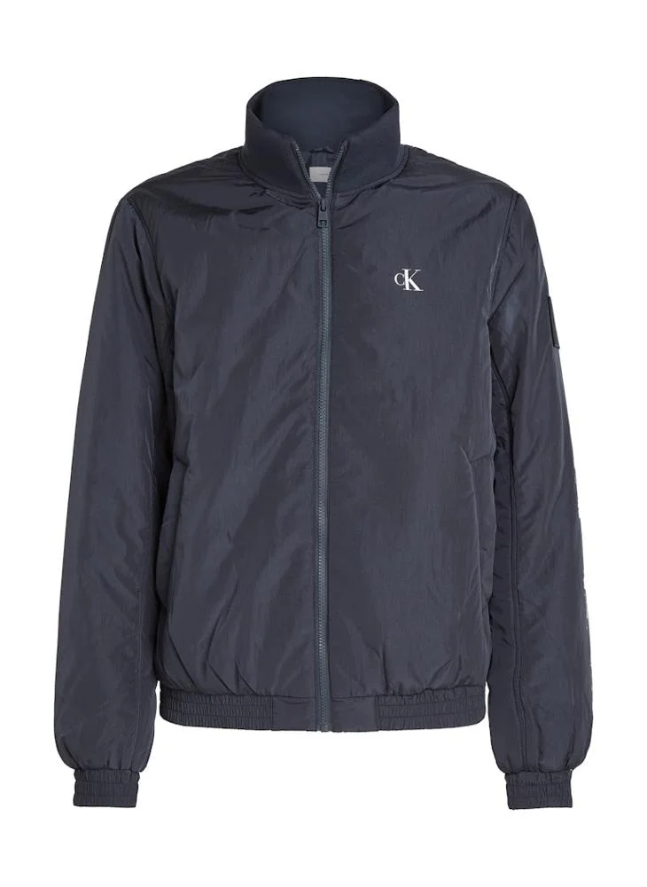 Calvin Klein Jeans Logo Print Zip Through Padded Harrington Jacket