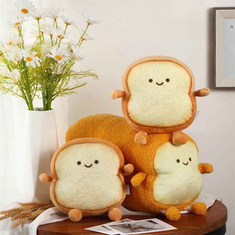 Yookeer 3 Pcs Funny Toast Bread Pillows Kawaii Bread Plush Stuffed Pillow 2 Size Cute Toast Sliced Cushion Kawaii Food Plushies Gifts for Boys Girls Birthday Bedroom Sofa Decorations - Image 2