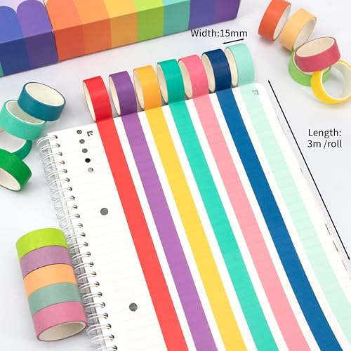 WAPETASHI Washi Tape Set 30 Rolls Decorative Tape Colored Tape Scrapbook Tape Craft Tape for Scrapbook Supplies Journaling Washy Tape Washy - Image 3