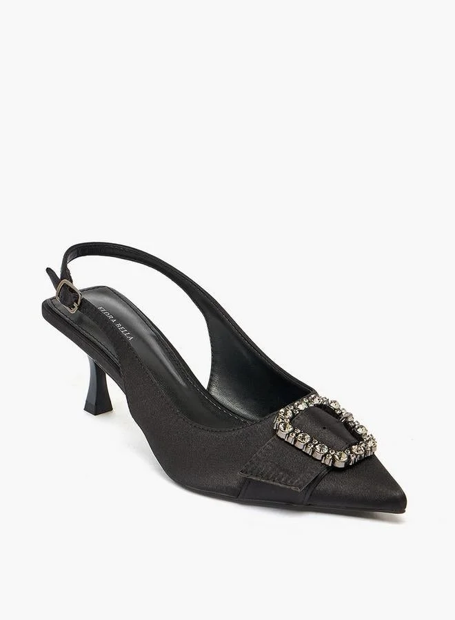 Flora Bella By Shoexpress BLACK Women Embellished Kitten Heel Pumps for Women | Best Price UAE