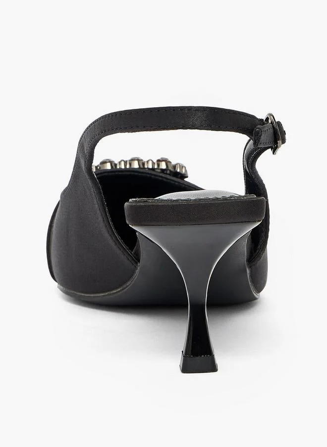 Flora Bella By Shoexpress BLACK Women Embellished Kitten Heel Pumps for Women | Best Price UAE