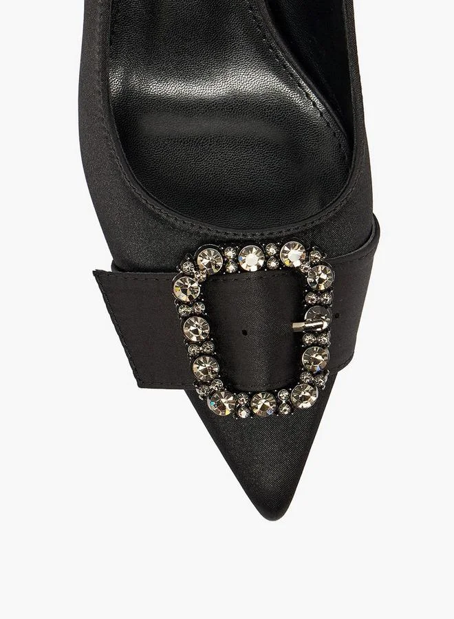 Flora Bella By Shoexpress BLACK Women Embellished Kitten Heel Pumps for Women | Best Price UAE