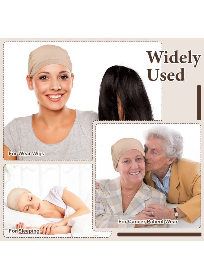 Janmercy - 4 Pcs Bamboo Fiber Wig Cap Bamboo Wig Liner Cap for Women Hairloss Elastic Breathable Bald Cap Under Wigs (Beige) - Image 1