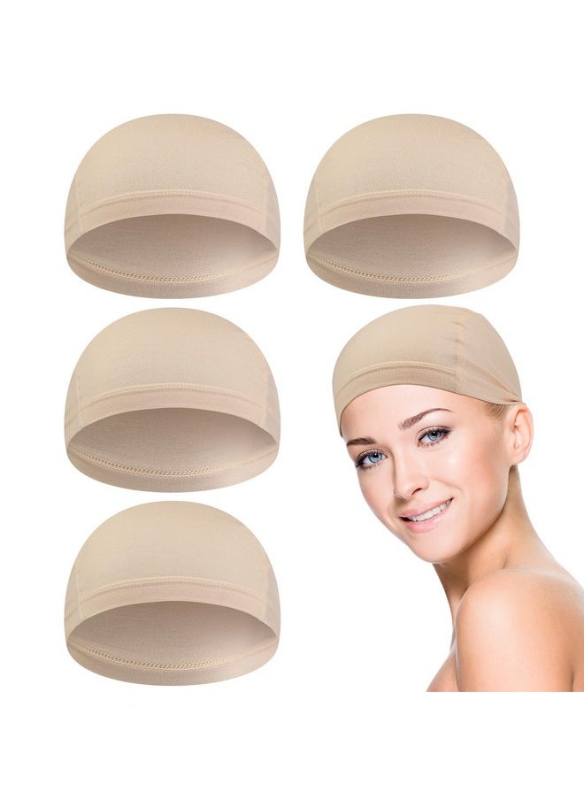 Janmercy - 4 Pcs Bamboo Fiber Wig Cap Bamboo Wig Liner Cap for Women Hairloss Elastic Breathable Bald Cap Under Wigs (Beige) - Image 1