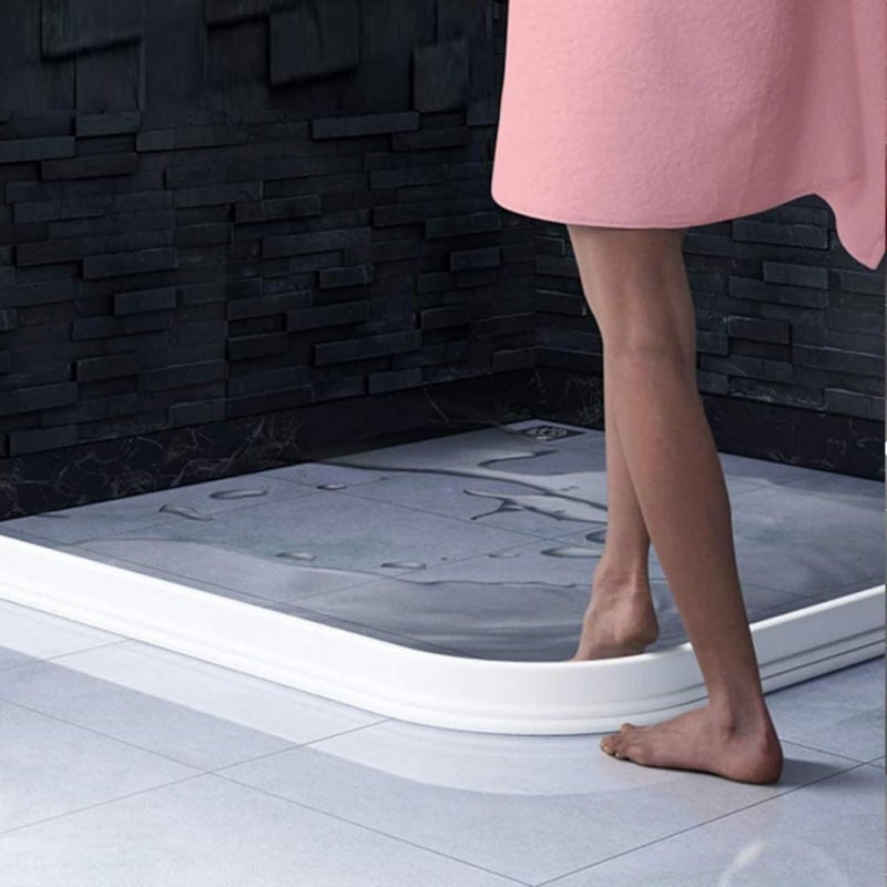 Delzon Water Barrier for SinkShower Threshold Water Dam Silicone Waterproof Barrier Bathroom and Kitchen 2 MeterWhite - Image 1