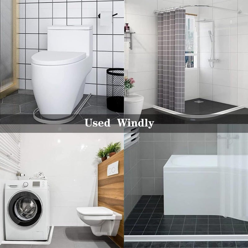 Delzon Water Barrier for SinkShower Threshold Water Dam Silicone Waterproof Barrier Bathroom and Kitchen 2 MeterWhite - Image 5
