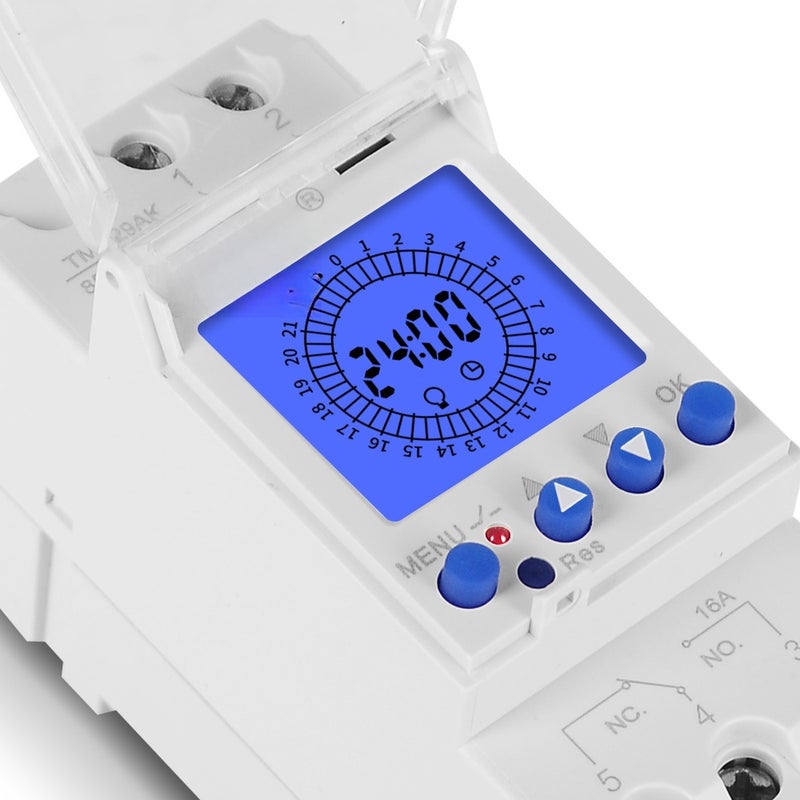 Digital LCD Display 24 Hours Electronic Time Clock 85-265V Din Rail Hours Programmable Intelligent Analog Timer Switch with 15 Mins Interval - Image 5