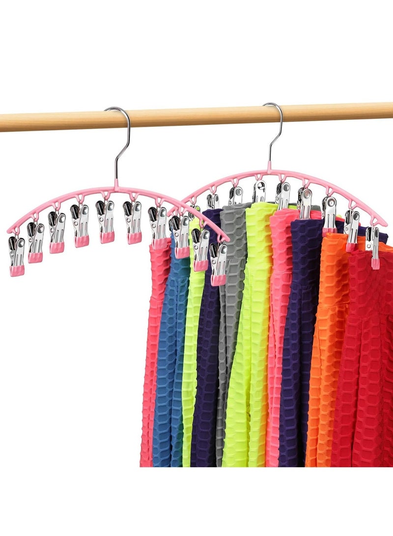 FAYET 2 Pack Leggings Hanger Organizer, Space-Saving Metal Pants Hangers with 10 Rubber-Coated Clips, Closet Hanging Organizer for Leggings, Pants, Skirts, a  - Image 1