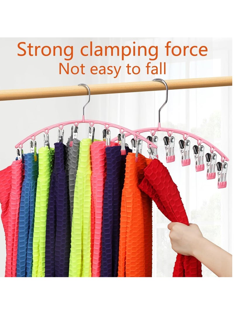 FAYET 2 Pack Leggings Hanger Organizer, Space-Saving Metal Pants Hangers with 10 Rubber-Coated Clips, Closet Hanging Organizer for Leggings, Pants, Skirts, a  - Image 2