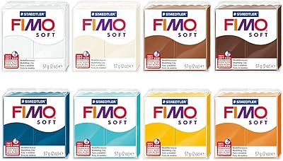 Fimo FIMO Soft & Effect Polymer Oven Modelling Clay - 57g - Set of 8 - The Chai Latte Collection - Image 1