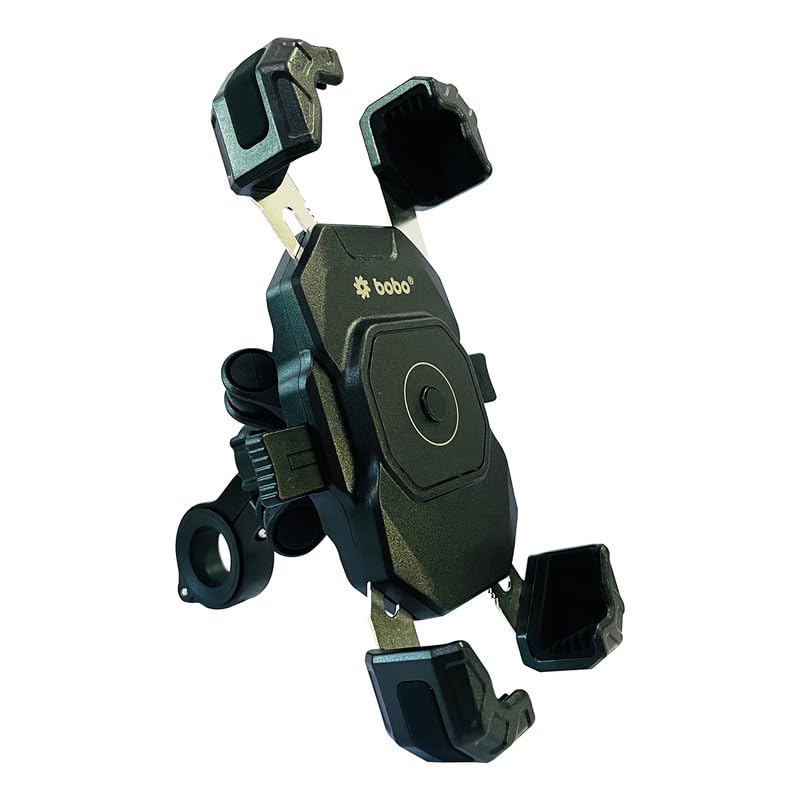 Bobo BM20 PRO Plus Four Corners Secure Grip with PRO Plus Vibration Damper Waterproof Bike/Motorcycle/Scooter Mobile Phone Holder Mount Ideal for Maps and GPS Navigation (Black) - Image 1