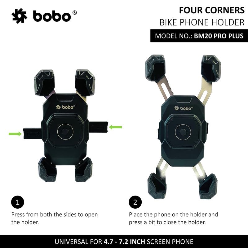 Bobo BM20 PRO Plus Four Corners Secure Grip with PRO Plus Vibration Damper Waterproof Bike/Motorcycle/Scooter Mobile Phone Holder Mount Ideal for Maps and GPS Navigation (Black) - Image 3