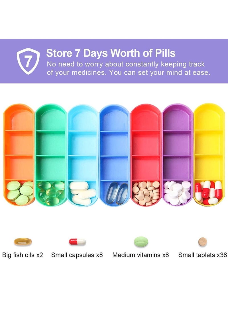 KASTWAVE Rainbow Medicine Box, Pill Seven Day Notebook Portable Storage Box, Suitable for Pills, Vitamins/Fish Oil/Tonic Travel, Work Drug Management Container (Pill Box with Leather case) - Image 3