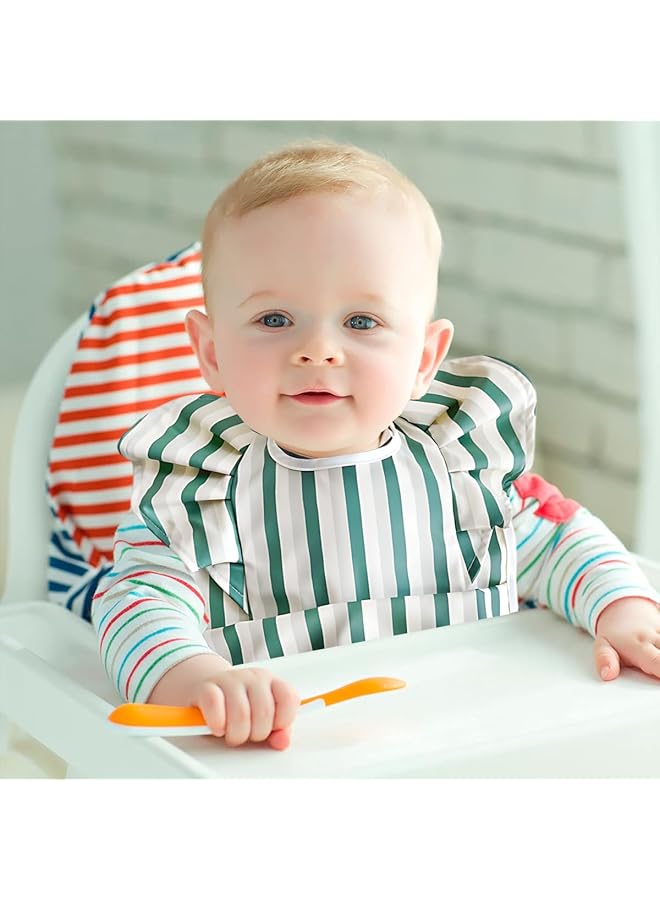 إي سي في في مريلة طعام للأطفال الرضع مقاومة للفوضى مع مصيدة طعام مقاومة للماء ومريلة طعام للأطفال الصغار بأجنحة ملاك لطيفة مقاس واحد - Image 4