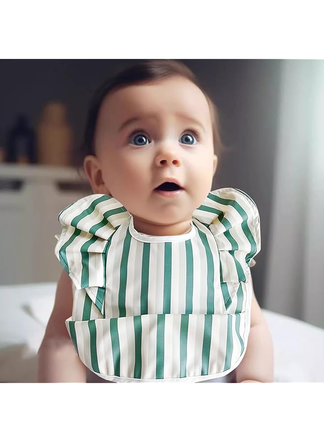 إي سي في في مريلة طعام للأطفال الرضع مقاومة للفوضى مع مصيدة طعام مقاومة للماء ومريلة طعام للأطفال الصغار بأجنحة ملاك لطيفة مقاس واحد - Image 2